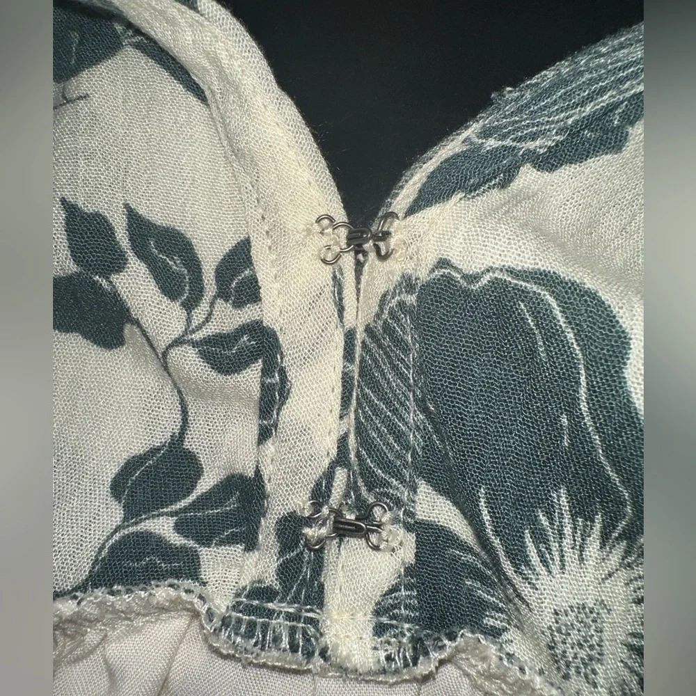 Abercrombie & Fitch Cream Maxi Dress with Dark Green Floral Print